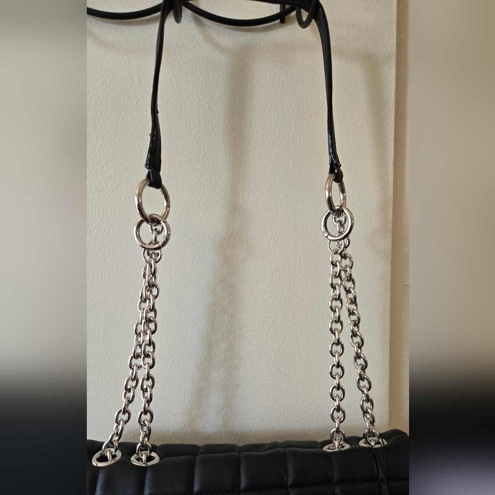 House of Want Black Vegan, Quilted Shoulder Hand Bag NWT - Picture 7 of 14